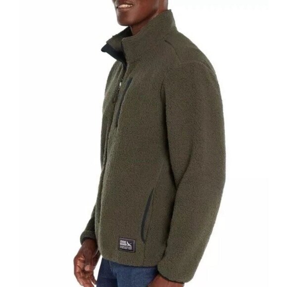 Eddie Bauer Full Zip OD GreenFleece Jacket 2XL Men's XXLARGE Long Sleeves (D9) - Picture 3 of 13